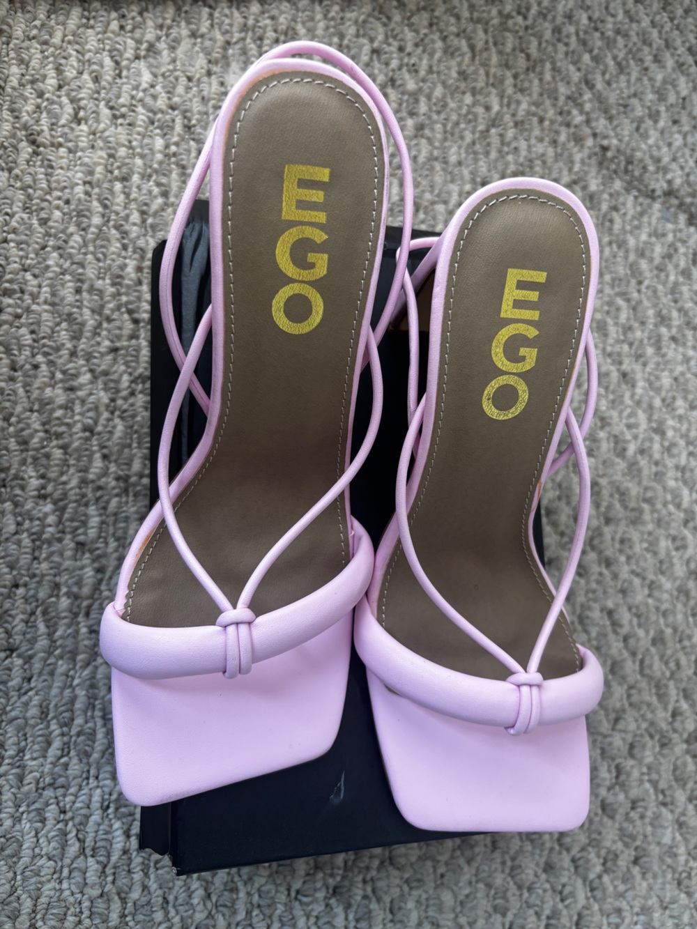 EGO Pastel Lilac Strappy Square-Toe Heels